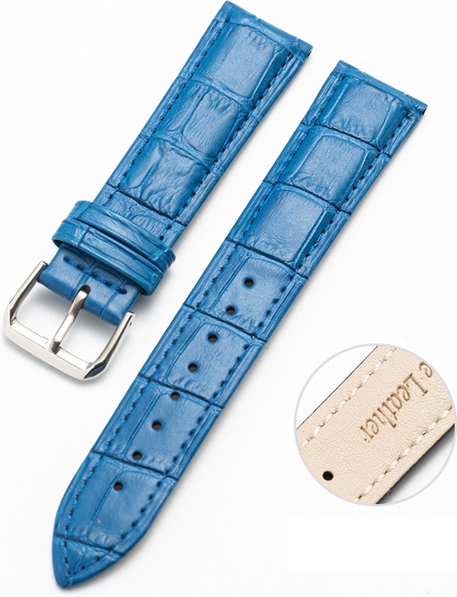By Qubix - Geschikt voor Garmin Lily 2 - Crocodile leren bandje - Blauw