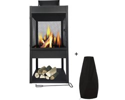 MaxxGarden Tuinhaard Grieks Artemis - Terrashaard - Vuurkorf - Terrasverwarmer - Terrasverwarming - Sfeerhaard - 45x45x100 cm - Incl. beschermhoes