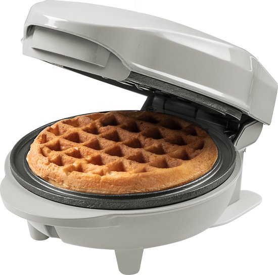 Bestron Mini-wafelijzer voor klassieke wafels, wafelijzer met antiaanbaklaag, voor kinderfeestjes, Familiefeest, Pasen of Kerst, Kleur: Grijs