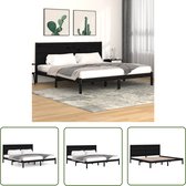 The Living Store Cadre de lit en bois – Bois de pin Massief – 205,5 x 205,5 x 100 cm – Zwart