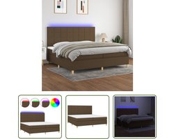 vidaXL Donkere Bruine Boxspring - Boxspring - Boxspring met matras en LED stof donkerbruin 200x200 cm - Led Boxspring - Boxspring Set - Pocketed Spring Mattress