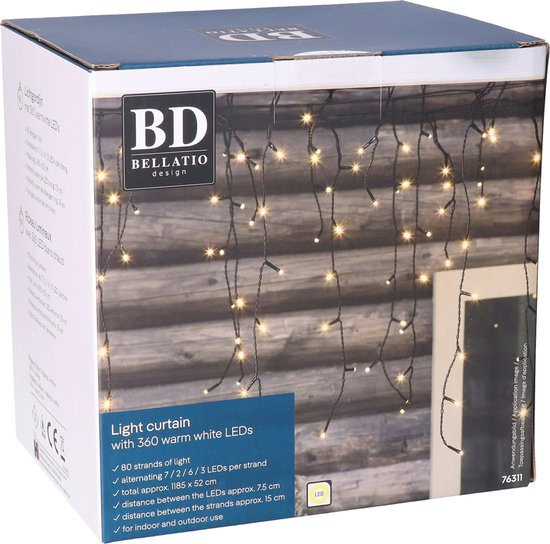 Bellatio Decorations ijspegelverlichting - 360 leds - warm wit - 12 mtr - kerstverlichting
