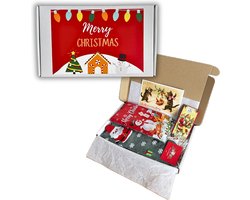 Kerstpakket 2025: Brievenbus Cadeau Kerst - Kleine kerstgeschenken - Kerstcadeau personeel - Kerstpakket goedkoop - Kerstkaart - Kerstsokken - Heidel Chocoladereep - Suikerwafels