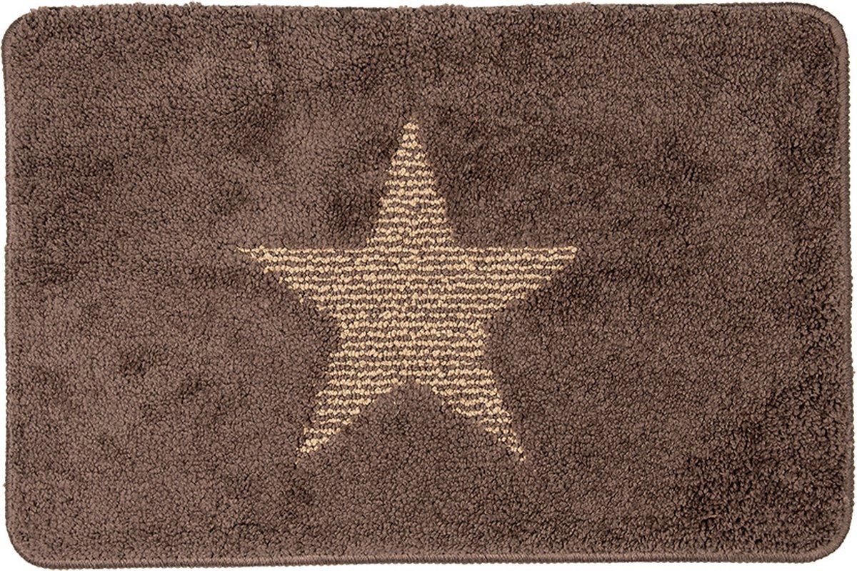Badmat 58x38x2 cm Bruin Polyester Ster