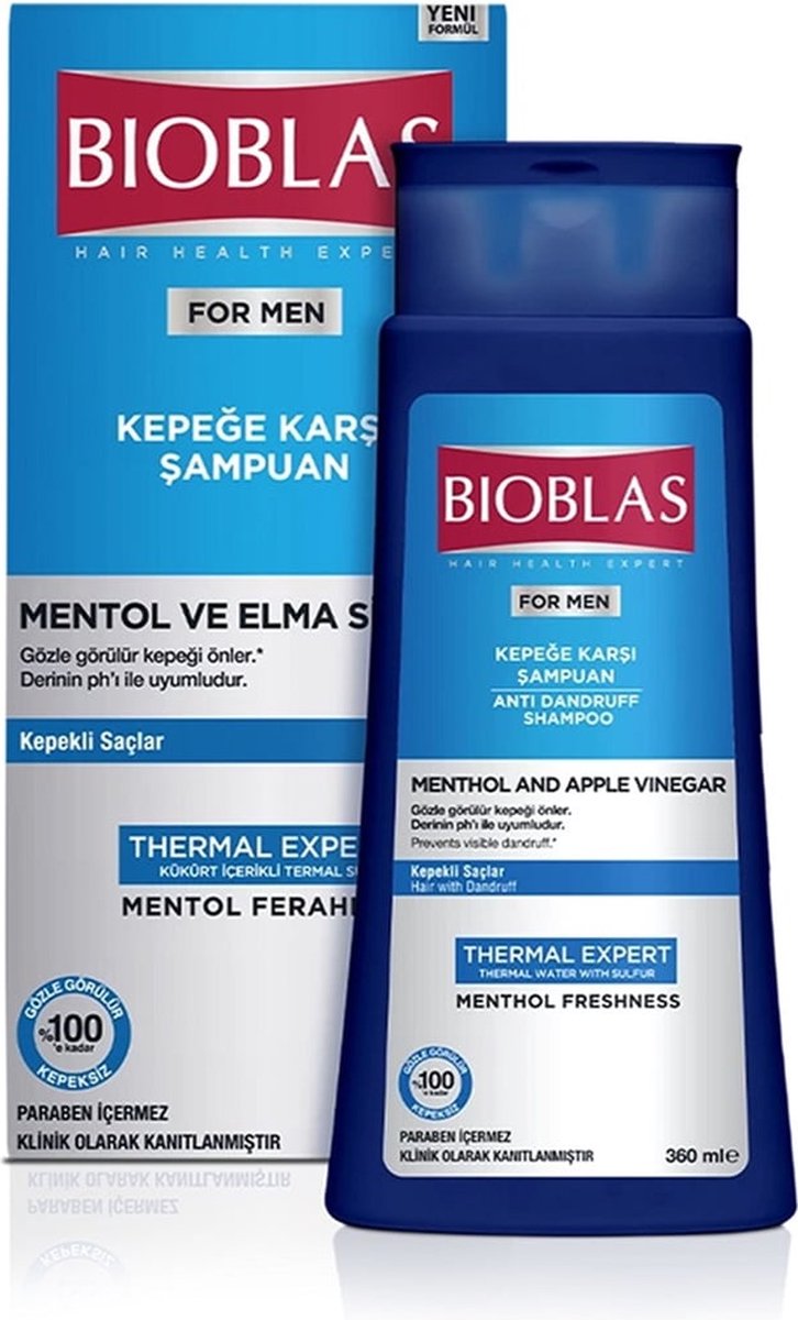 Bioblas - For Men Shampoo met Menthol en Appelazijn Versterk Je Haar en Bestrijd Roos met Bioblas For Men Thermal Expert Natuurlijk Tegen Roos: Bioblas Shampoo met Menthol en Appelazijn voor Mannen
