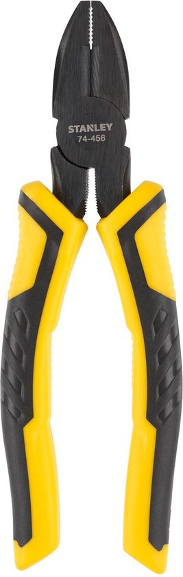 Zwarte combinatietang met gele en zwarte handvatten.