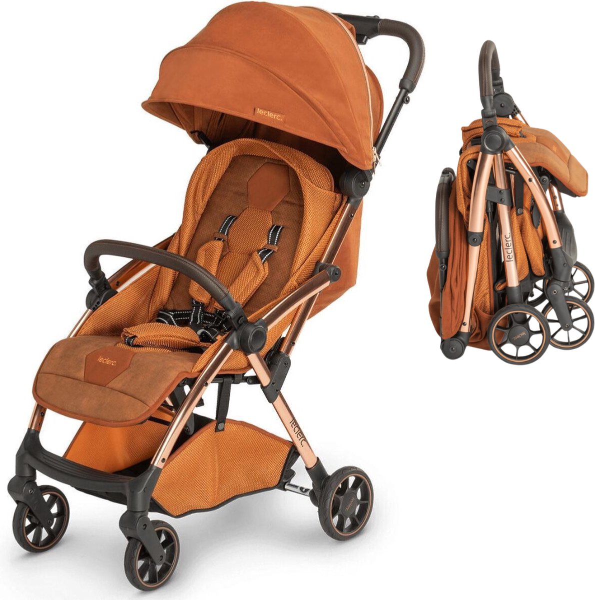 Leclerc Hexagon Buggy - Inklapbare Kinderwagen - Terracotta Oranje - Reisbuggy van Leclerc Kinderwagen