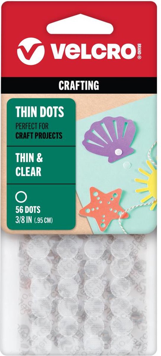 VELCRO® Brand Thin Fasteners Dots .375" 56/Pkg - doorzichtig - 91614