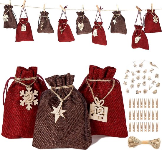 BRUBAKER Adventskalender - Kabouters Blauw - Christmas Kerst Kalender - 24 Vakjes Om Zelf Te Vullen Met Kleine Cadeautjes 325 Cm Karton