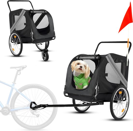 Outbee Hondenfietskar - Fietskar hond - Hondenfietskar opvouwbaar - Hondenkar - 2-in-1 Honden fietskar - Hondenbuggy - Max 35kg