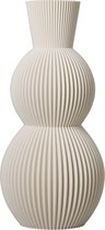 Slimprint Vaas NOVA, Creme Wit, D18,9 x H40 cm, Gestreepte Design Vaas, Moderne Tafeldecoratie Gemaakt van Gerecycled Biokunststof