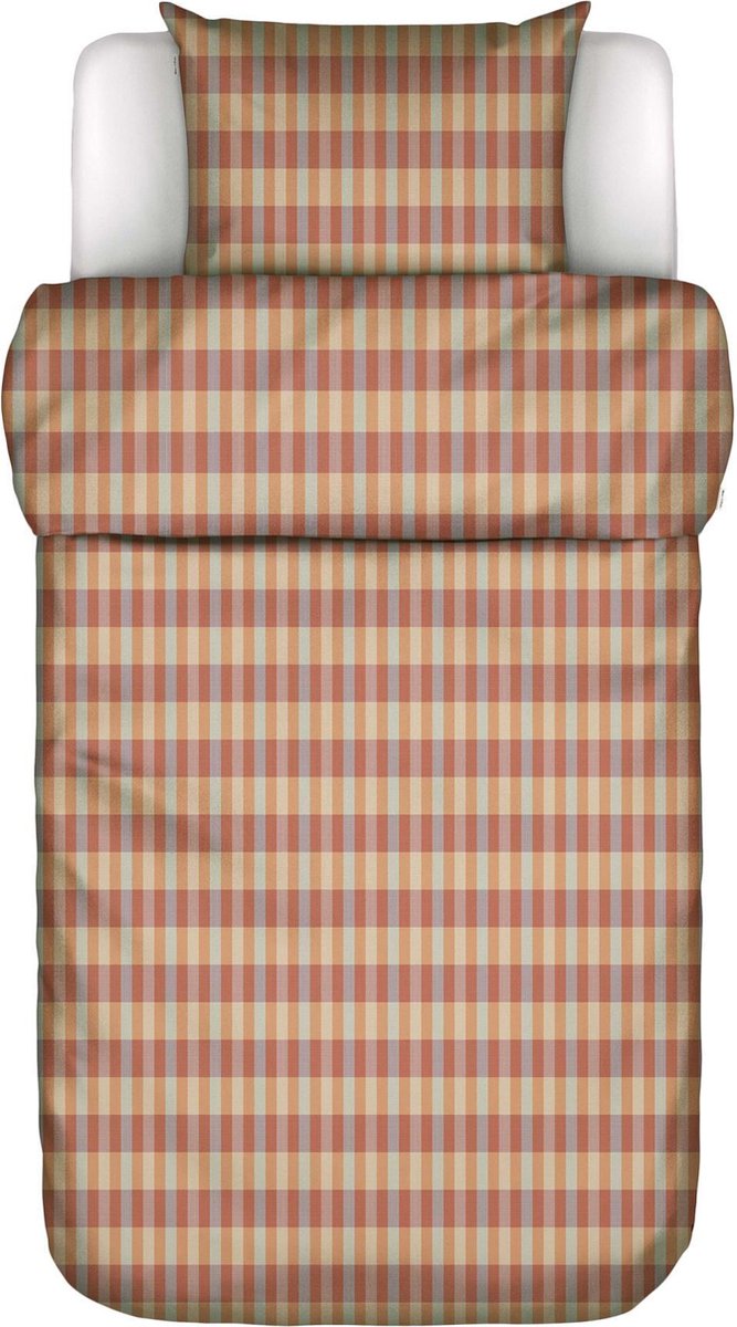 Marc O'Polo Hillan Dekbedovertrek Biologisch Katoenflanel Dark coral - Eenpersoons – 140x200/220 cm