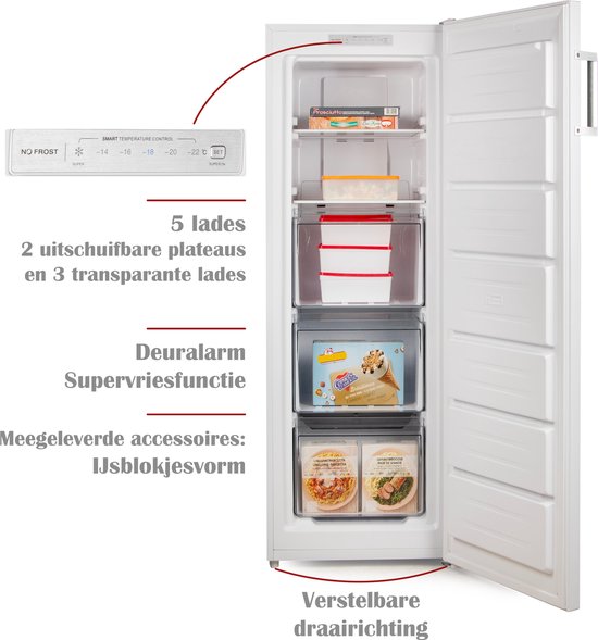 PRIMO PR173DV Congélateur - 161L - énergie D - Congélateur Pose No Frost - 5 Compartiments - Wit