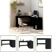 vidaXL Kantoormeubel - Hoeken Bureau - Hoekbureau L-vormig 120x140x75 cm bewerkt hout zwart - Bureau - Houten Bureau - L-vormig Bureau