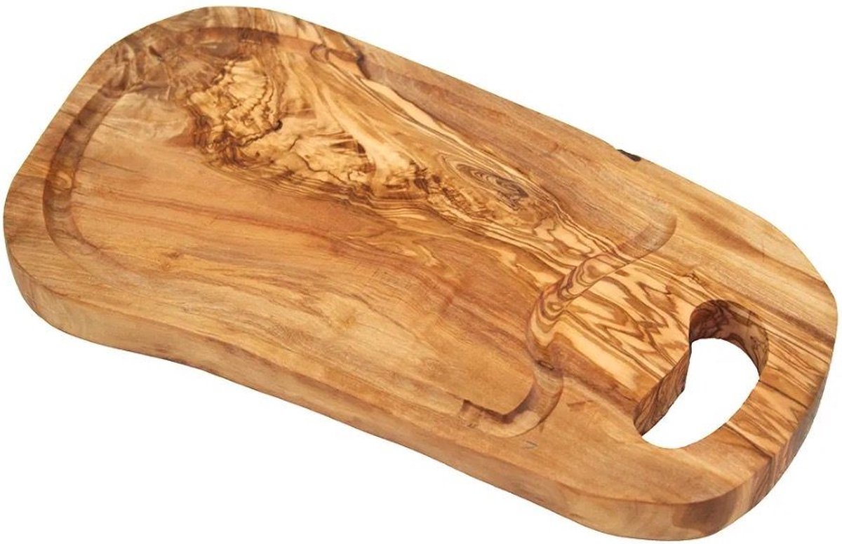D.O.M. - Olijfhouten Steakplank met Rand – 36 -39 cm – Handgemaakt & Duurzaam