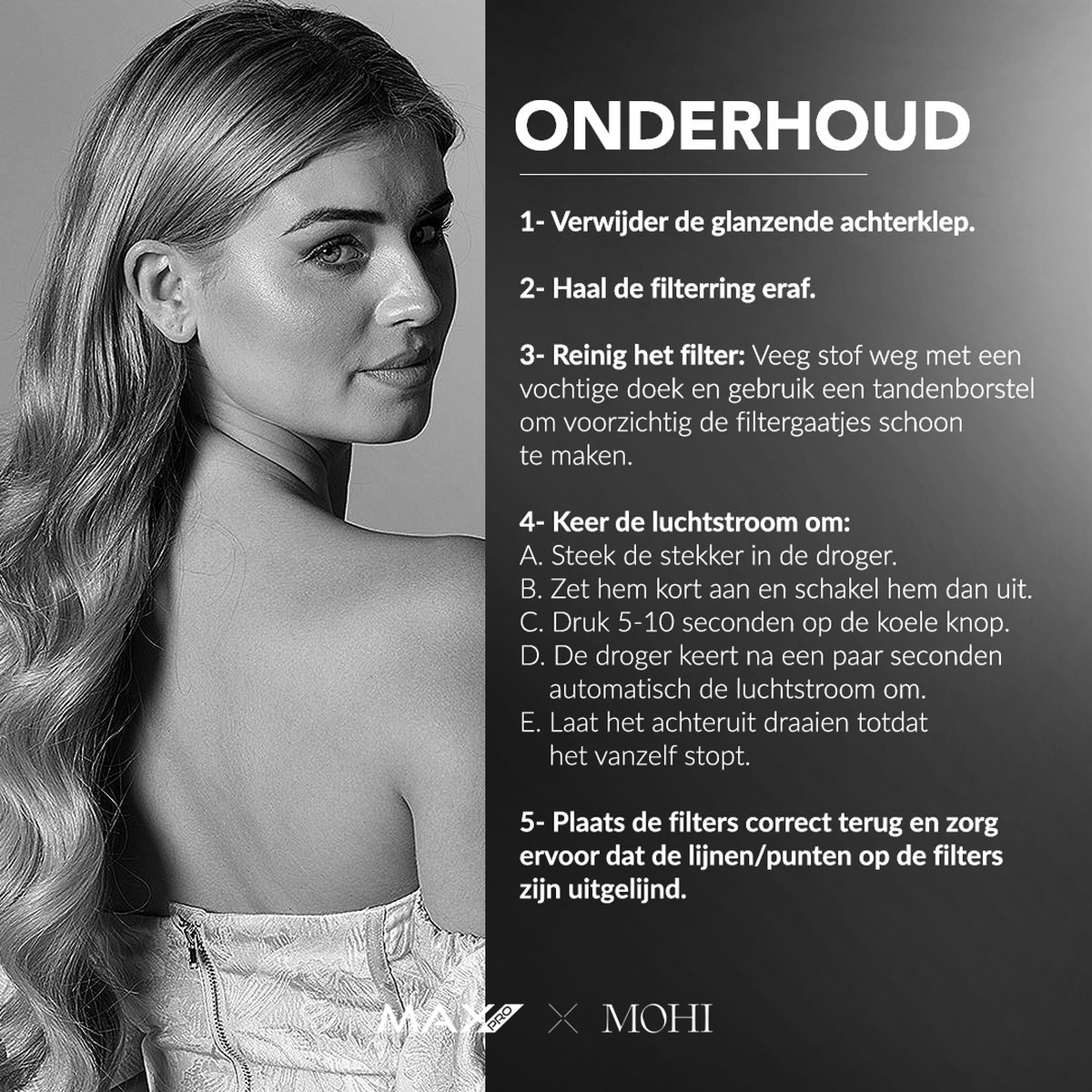 Max Pro Vortice Haardroger 2600W - Haar droger met diffuser - afbeelding 3