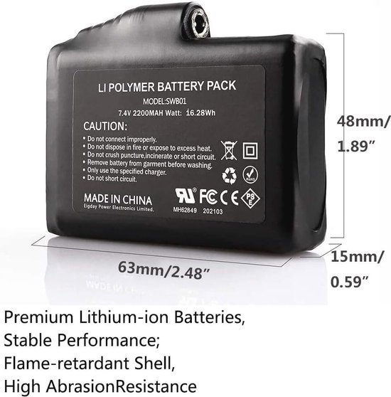 RTDEP 7,4V 2A 3000mAh Batterie, Batterie Externe Pour