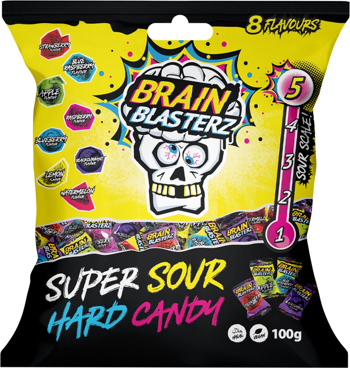 Brain Blasterz Hard Candy Super Sour (12 x 100g)