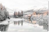 Muismat XXL 120x80 cm - Bureau onderlegger - Bureau mat Natuur - Winter - Bomen - Bergen - Sneeuw - Bureaumat - Gaming mousepad xl - Bureaulegger groot - Computer deskmat