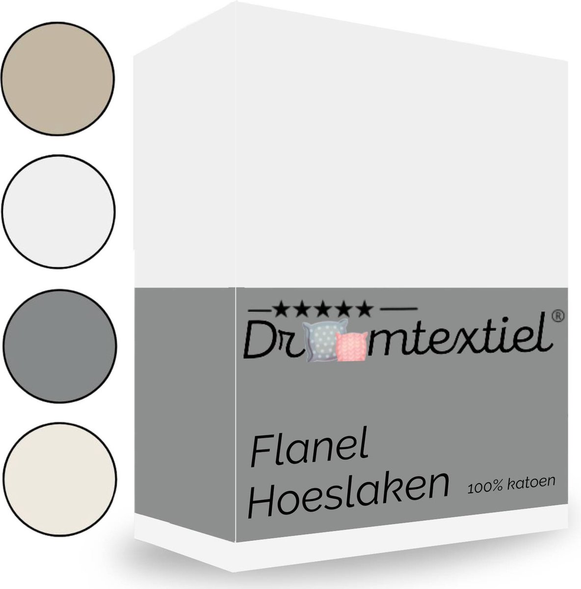 Droomtextiel Hoeslaken Flanel Wit - 180x200 cm - Superzacht - 100% katoen