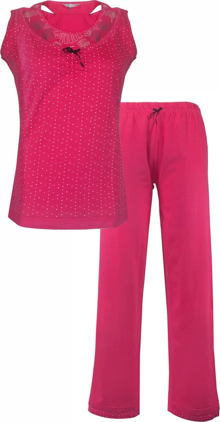 Haut de pyjama femme sans manches double look en 100% coton. Taille XL