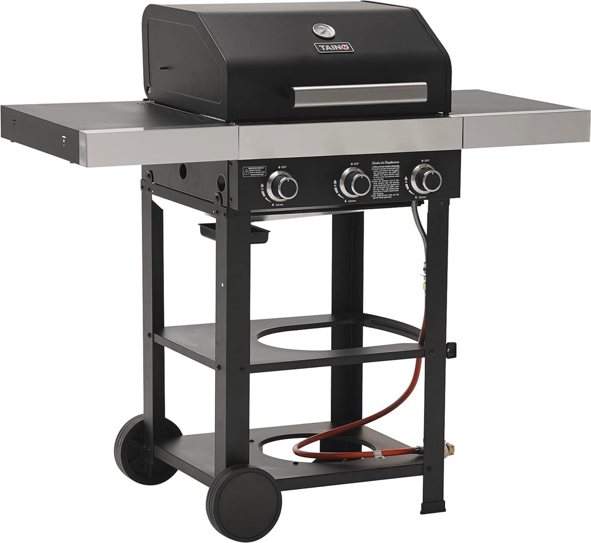 Gasgrill met 2 branders en schroeibrander - Inclusief thermometer en warmhoudrooster