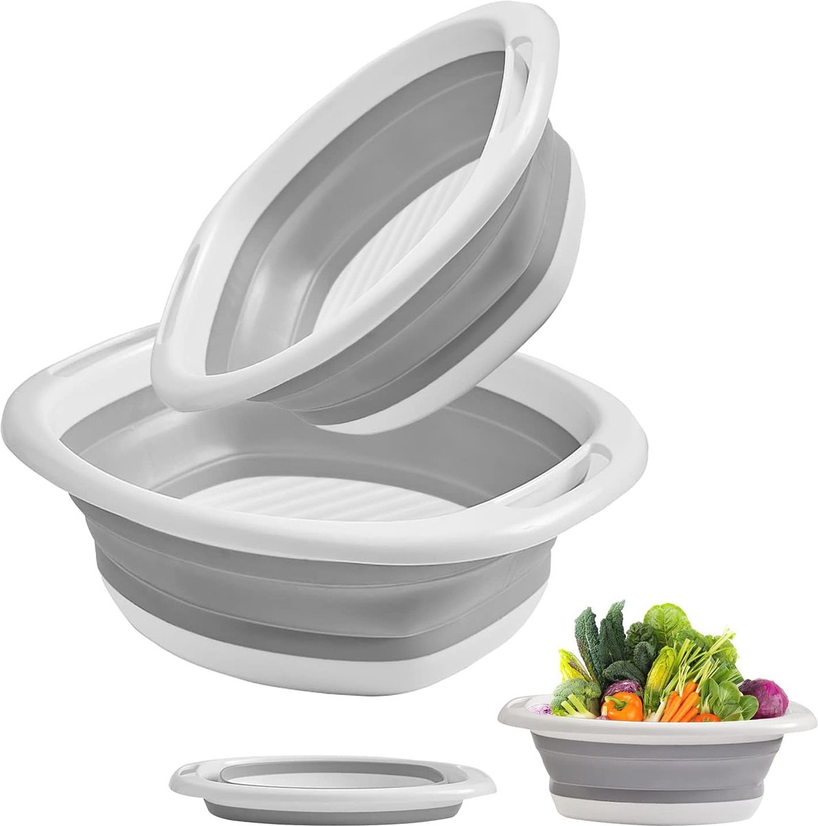 Goedkoopste Opvouwbare ronde spoelbakken 2 stuks - Multifunctioneel, Ruimtebesparend, Handig voor Reizen en Camping