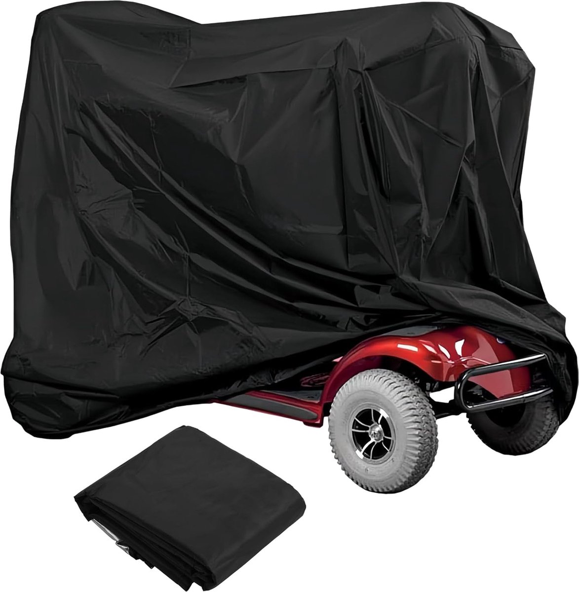 Goedkoopste Waterdichte Scootmobielhoes - Zware 210D Oxford Stof - Zwarte Elektrische Scootmobiel Regenhoes - Anti-Stof, Regen, Sneeuw, Zon en UV Bescherming - Opberghoes voor Rolstoel - 190x71x117 cm