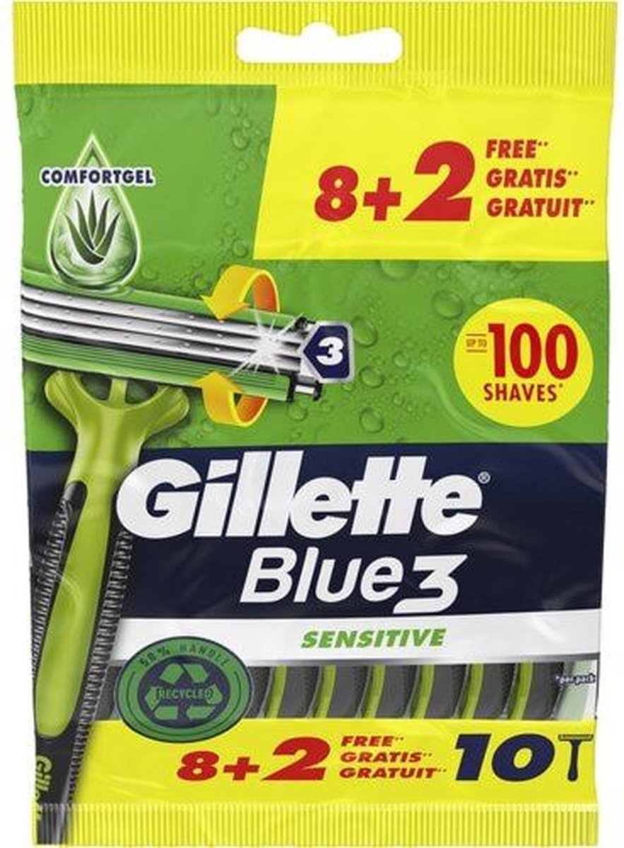 Gillette Blue 3 Sensitive Scheermesje 8+2 Stuks