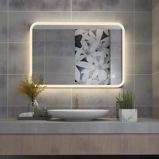 Zwart Badmeubel met Wastafel 60 CM en Ronde LED Badkamerspiegel 60 CM