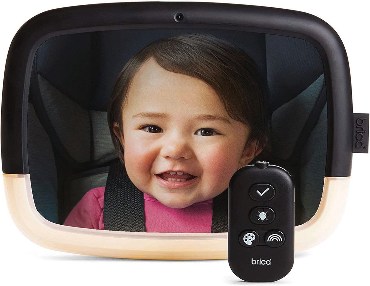 Image of Achteruitkijkspiegel voor Baby met LED-Nachtlampje – Draaibare en Barstbestendige Autospiegel voor Achterbank