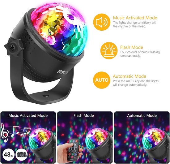 Partylicht DJ Disco Ball met geluidsgeactiveerde