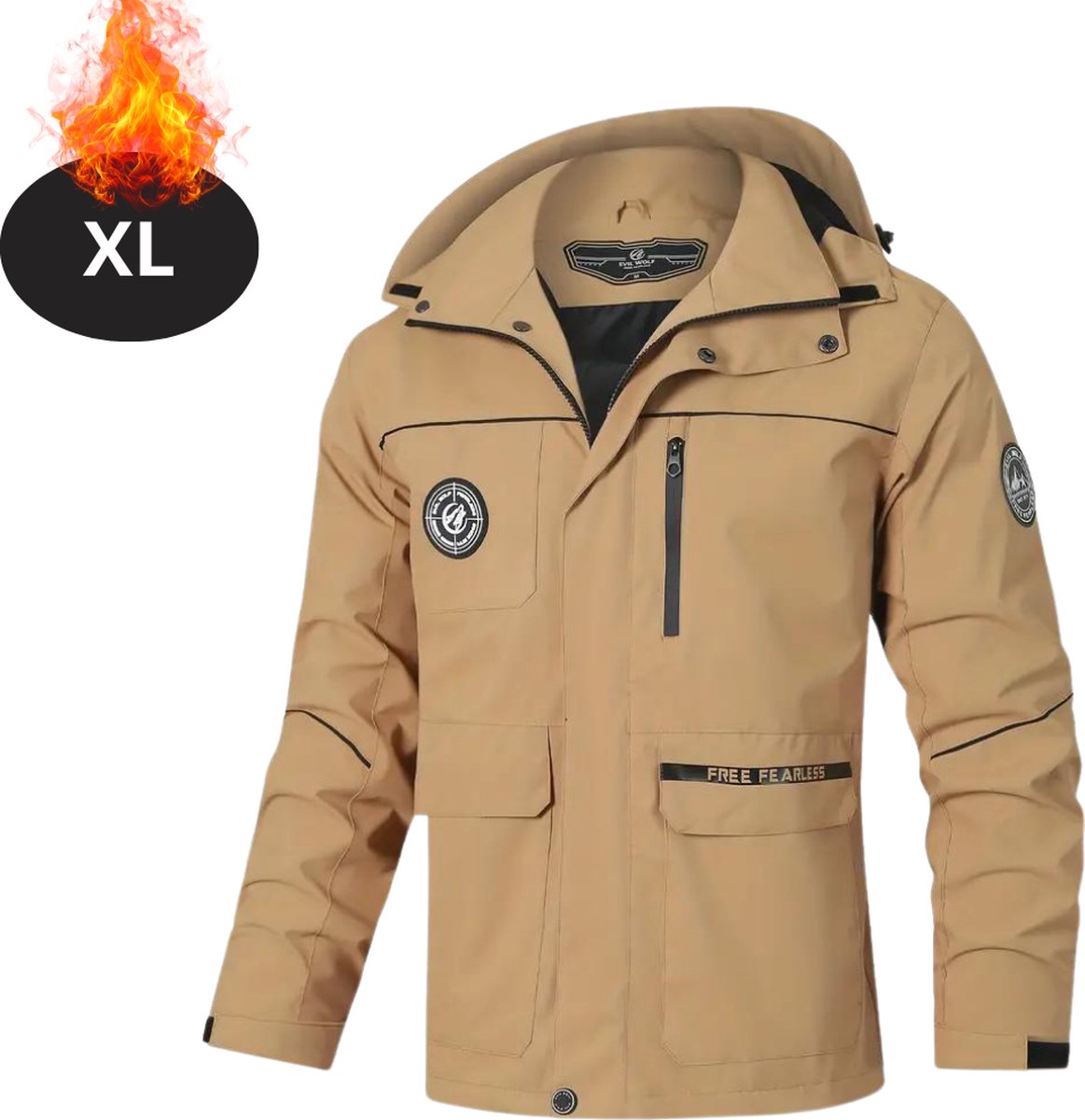 Livano Windjas Voor Heren Parka Lente & Herfst Jas Volwassen Windjack Windbreaker Outdoor Buiten Beige