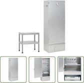 Bol.com The Living Store Rookoven + Tafel - Staal - 44.5 x 29 x 110 cm - Indicatiefunctie - Verstelbare schroef - Opbergplank aanbieding