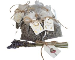 Bonheur de Provence® - geurzakjes - biologische lavendel - cadeau - bedankje - 10 witte organza zakjes - huwelijk