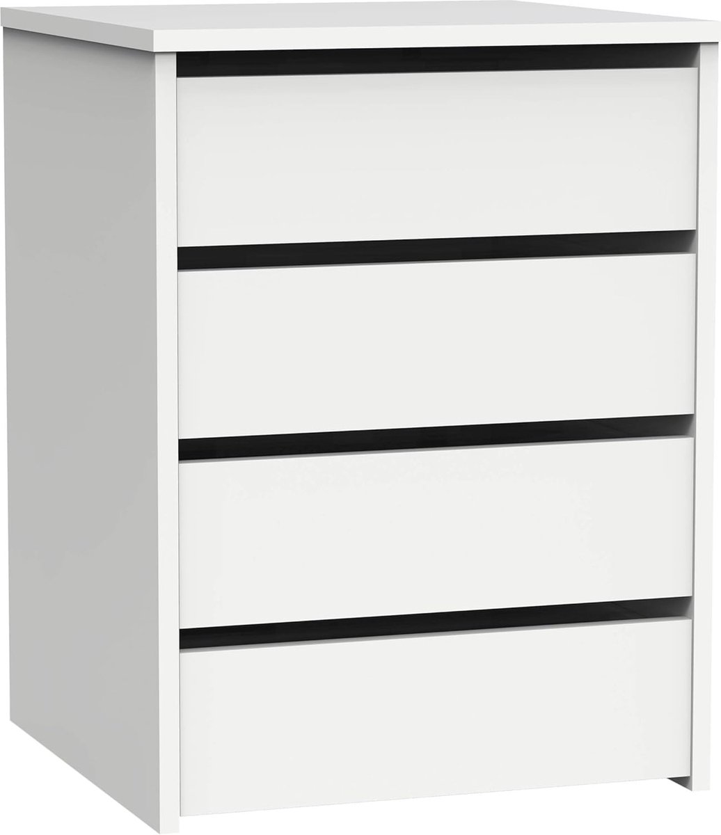 Commode met 4 Laden Hoogglans Wit voor Slaapkamer en Kantoor - Tibetaanse Collectie