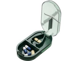 Luxe Pillensnijder & Pillendoosje In 1 I Pil Bewaardoosje I Medicijn Doosje I 2 Compartimenten I Waterdicht I Groen