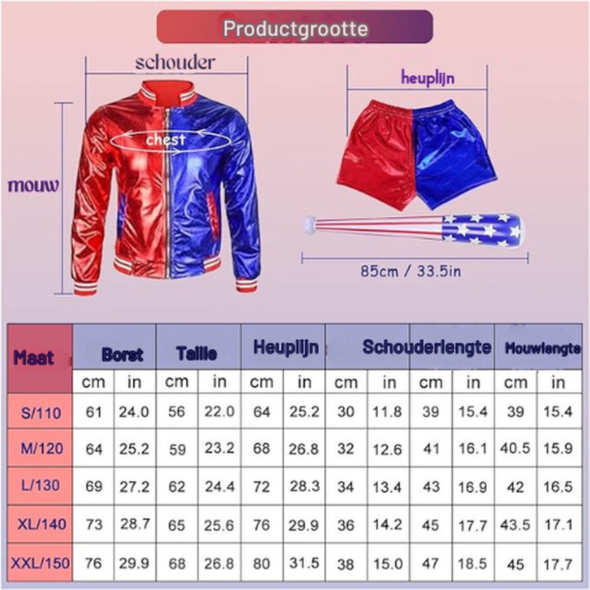 amscan (PKT) (Fix 25/25**(25) (9906094) Harley Quinn klassiek kostuum voor kinderen, meisjes, (6-8 jr