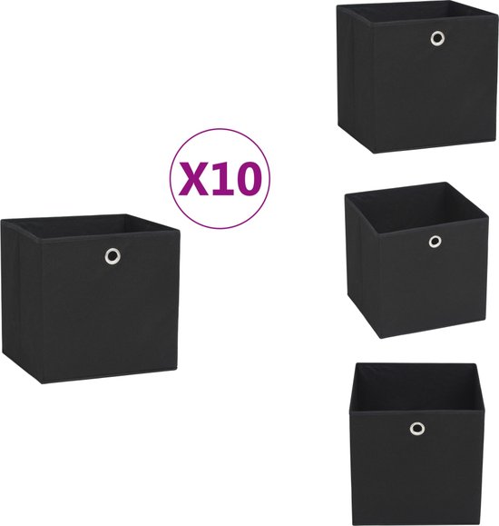 Opbergboxen 10 st 28x28x28 cm nonwoven stof crèmekleurig