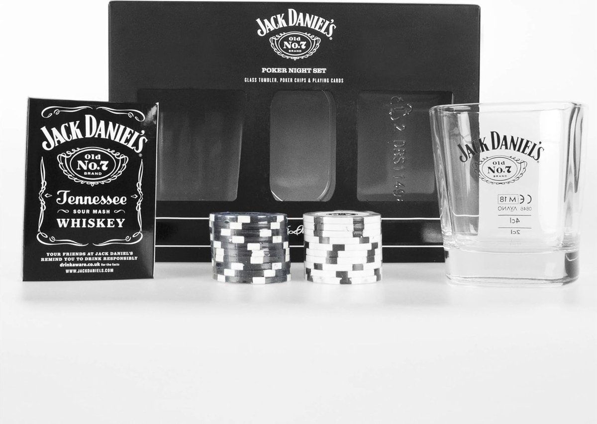 Poker Set en Whiskeyglas Tumbler | Inclusief Premium Whisky Glas, Poker Chips en Kaarten