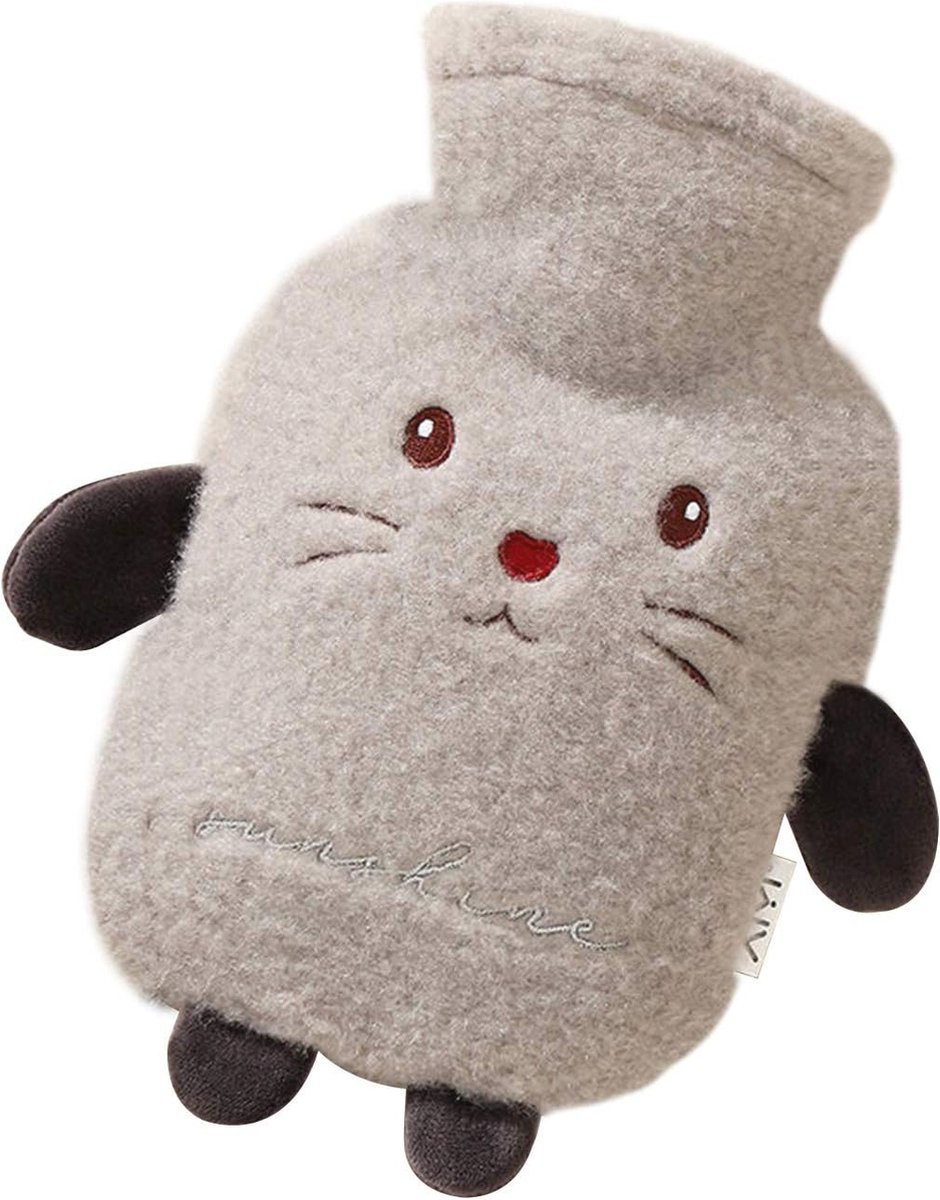 Bol.com Warmwaterzak voor pijnverlichting en comfort - Zacht pluche warmwaterkruik (1000 ml, 26x15 cm, roze) aanbieding