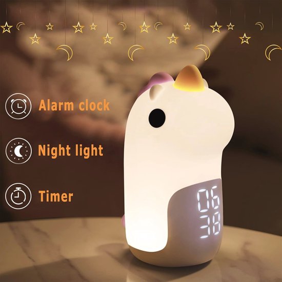 Lichtwekker voor meisjes, digitale kinderwekker voor jongens en meisjes, met zonsopgangssimulator, snooze-functie, zonder tikken, geruisloze wekker