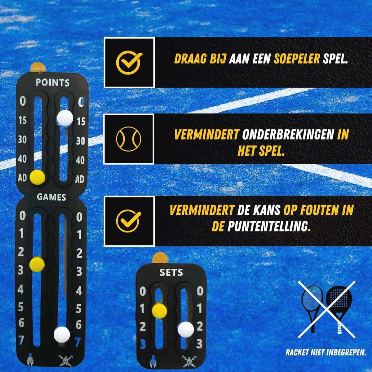 Tennispuntenteller, verstelbare opnamepunten, tennisscorebord voor pols