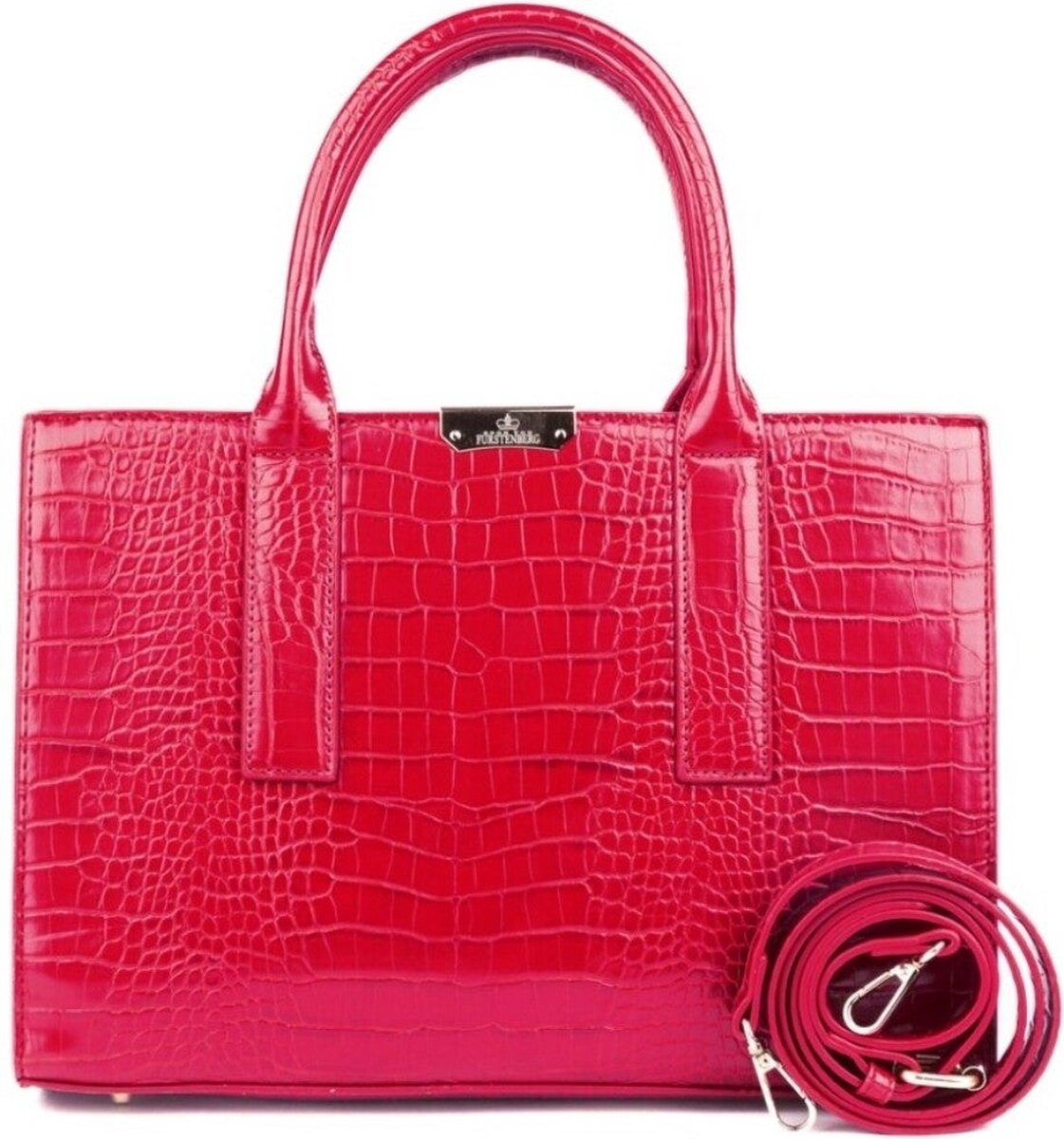 Egon von Furstenberg NOA 0822 croco dames luxe schoudertas rood
