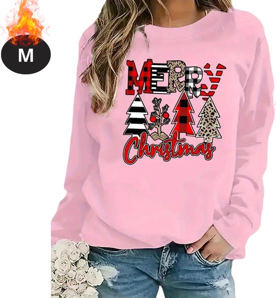 Nivard Kersttrui - Dames - Foute Kersttrui - Christmas Sweater - Kerst Sweater - Christmas Jumper - Pyjama - Roze - M