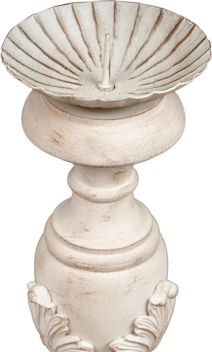 Kandelaar hout L31XPR31XH90 cm witte kaarsenhouder Made in Italy - shabby kandelaar vloerkandelaar - online kopen vloerkandelaar