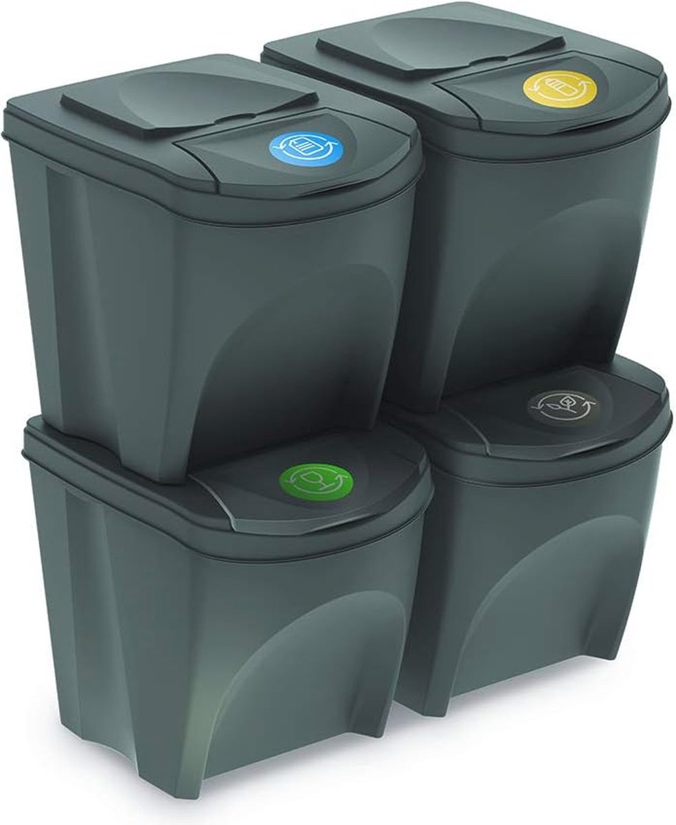 Mülltonne Sortibox Mülleimer Afvalscheidingssysteem (4 x 25 L) - Duurzaam en Hygienisch Afvalbeheer