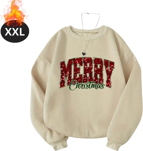 Nivard Pull de Noël - Femme - Mauvais pull de Noël - Pull de Noël - Pull de Noël - Jumper de Noël - Pyjama - Abricot - XXL