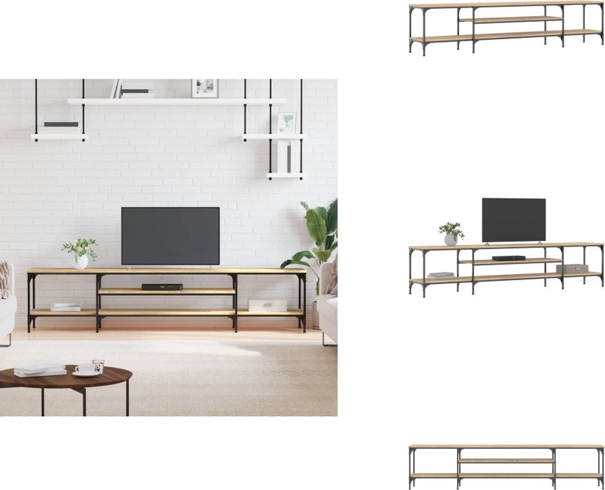 vidaXL Tv Meubel - Tv Meubels - Tv Wandmeubel - Tv Tafel - Tv-meubel 201x35x45 cm bewerkt hout en ijzer sonoma eikenkleur