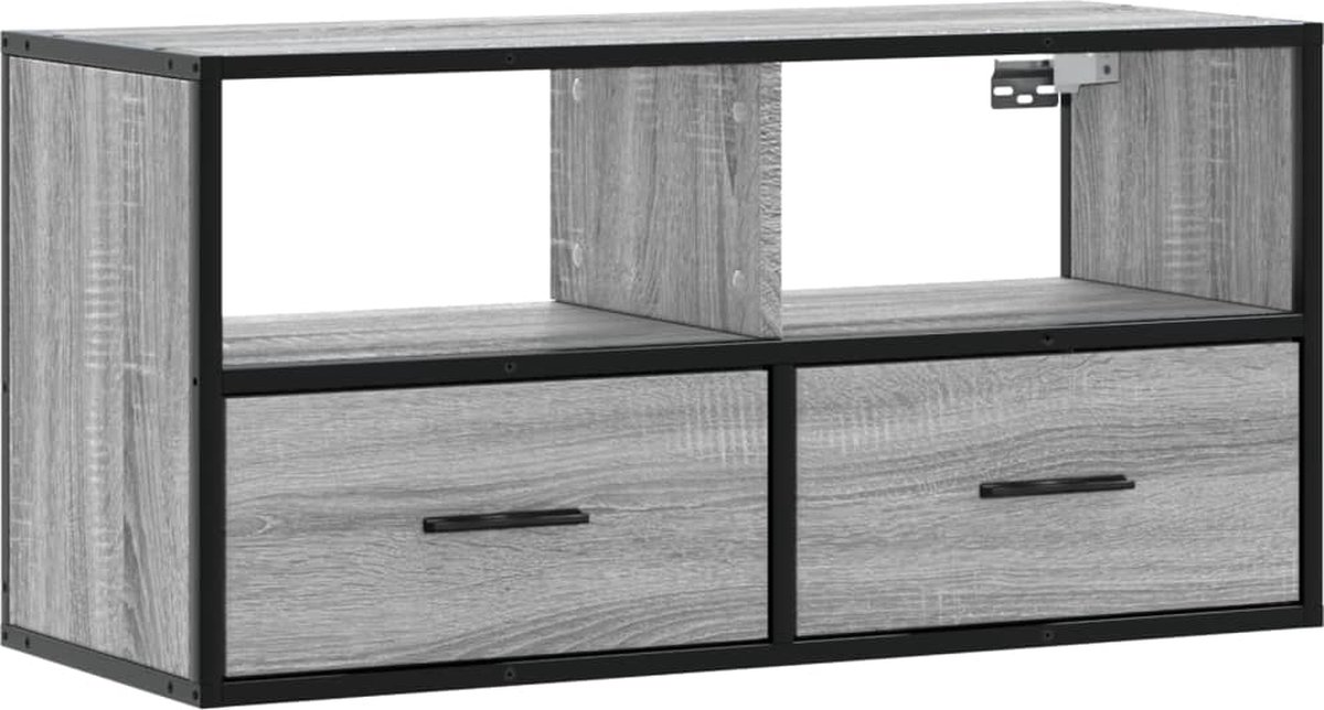 vidaXL - Tv-meubel - 80x31x39,5 - cm - bewerkt - hout - metaal - grijs - sonoma - eiken